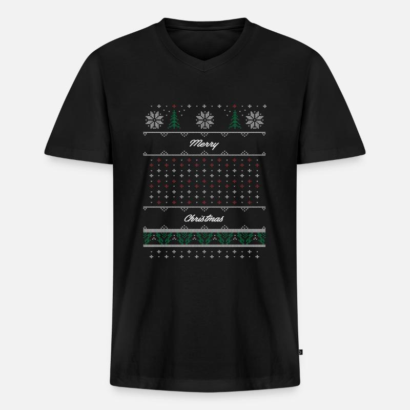 Weihnachts Muster - Männer Premium Bio T-Shirt mit V-Ausschnitt - Schwarz
