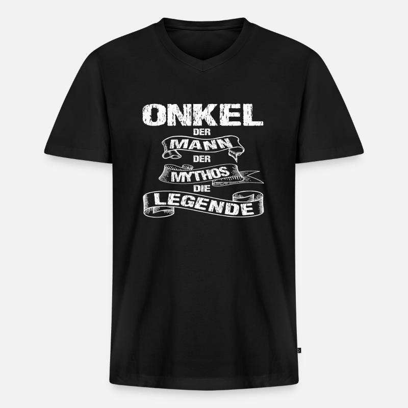 Onkel - Männer Premium Bio T-Shirt mit V-Ausschnitt - Schwarz