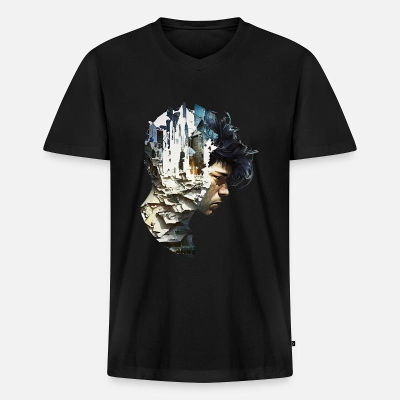 Anime No10 - Männer Premium Bio T-Shirt mit V-Ausschnitt - Schwarz