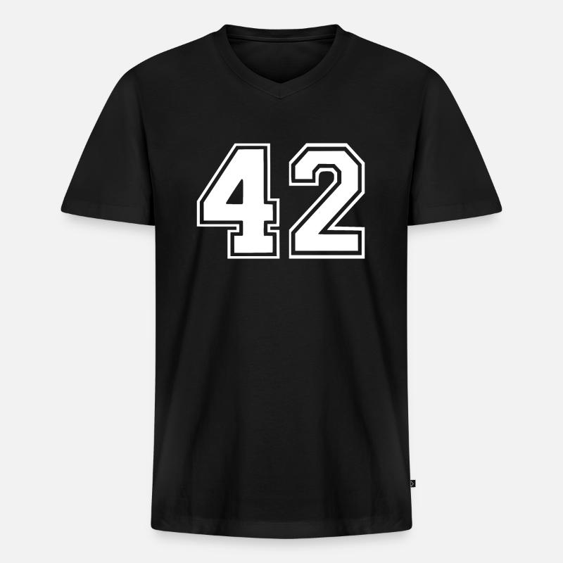 42 - Männer Premium Bio T-Shirt mit V-Ausschnitt - Schwarz