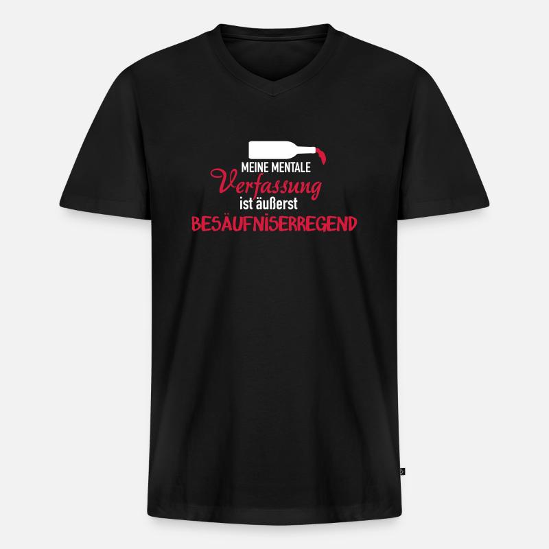 Besäufniserregend - Männer Premium Bio T-Shirt mit V-Ausschnitt - Schwarz