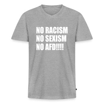 no racism no sexism no afd - Men's Premium Organic T-shirt with V-neck - heather grey - Front