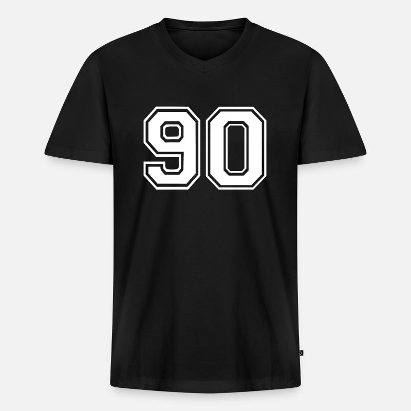 90 - Männer Premium Bio T-Shirt mit V-Ausschnitt - Schwarz