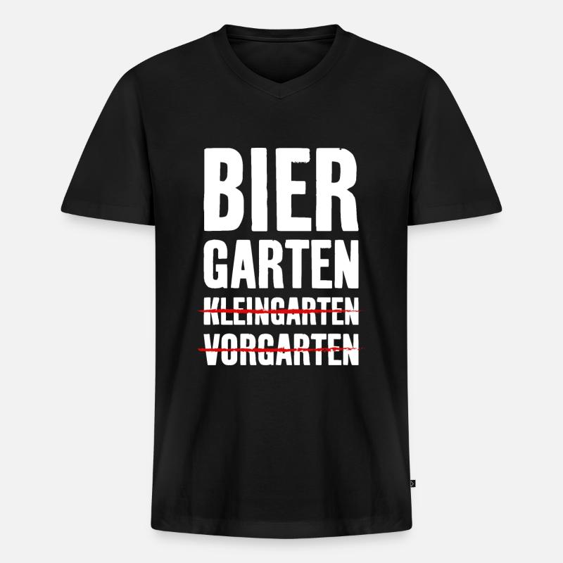BIERGARTEN KLEINGARTEN GARTEN BIER - Männer Premium Bio T-Shirt mit V-Ausschnitt - Schwarz