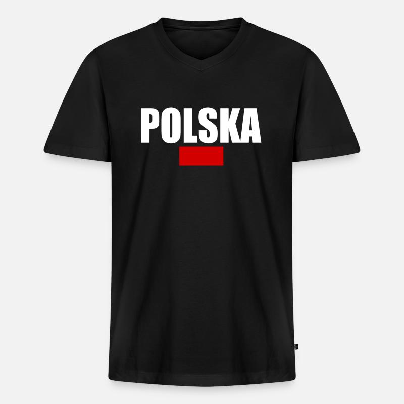 Polen - Männer Premium Bio T-Shirt mit V-Ausschnitt - Schwarz