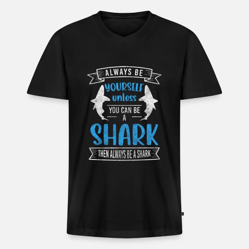 Hai Meer Angst - Männer Premium Bio T-Shirt mit V-Ausschnitt - Schwarz