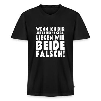 Recht haben - Männer Premium Bio T-Shirt mit V-Ausschnitt - Schwarz - Vorne - Nico (187cm)