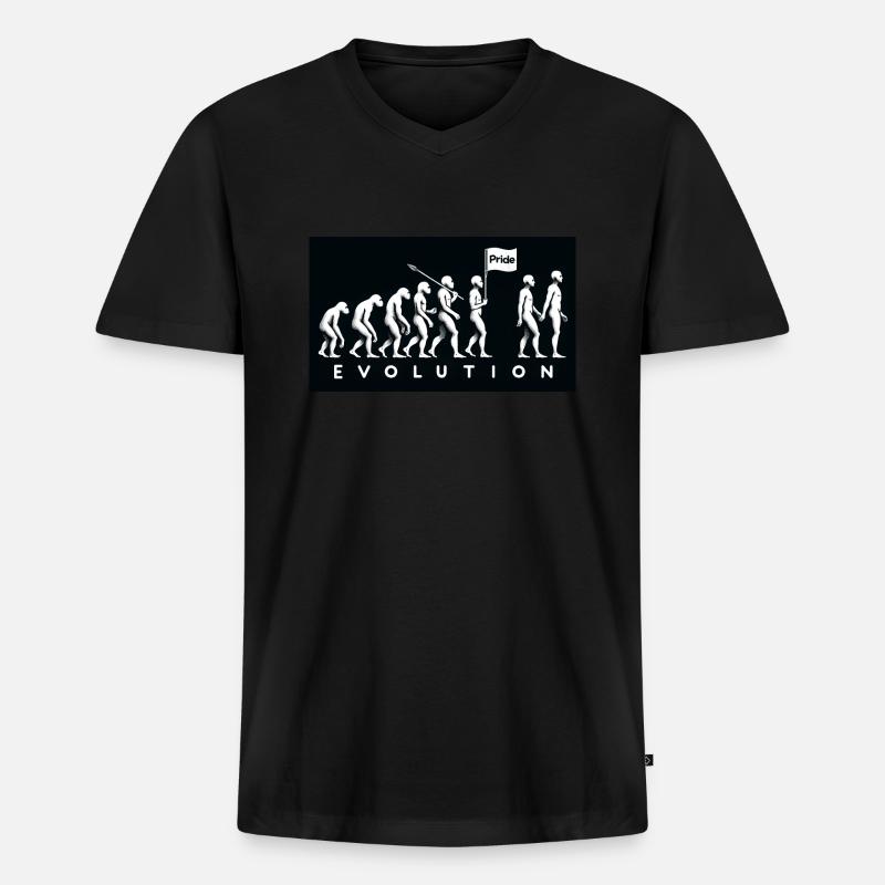 Pride Evolution – Marsch der Vielfalt - Männer Premium Bio T-Shirt mit V-Ausschnitt - Schwarz
