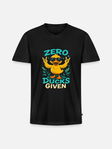 Zero Ducks Given Duck Theme Fun - Men's Premium Organic T-shirt with V-neck - black