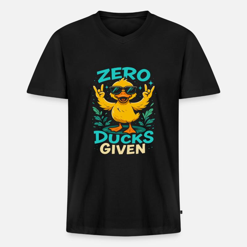 Zero Ducks Given Enten-Motiv Spaß - Männer Premium Bio T-Shirt mit V-Ausschnitt - Schwarz
