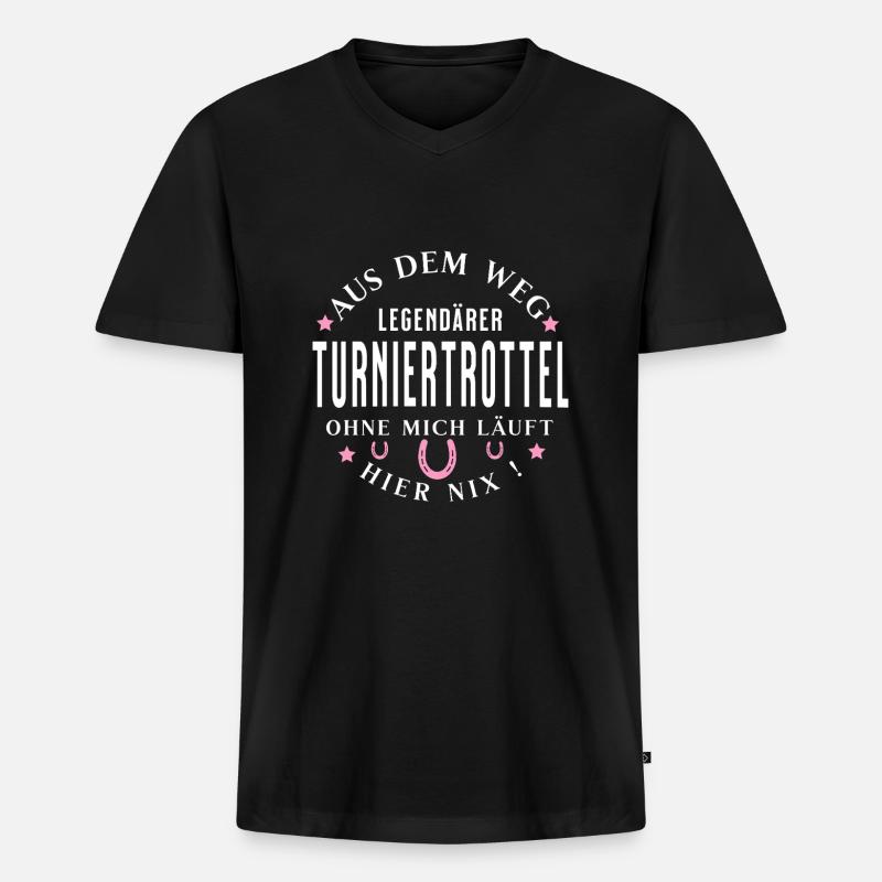 Legendärer Turniertrottel - Männer Premium Bio T-Shirt mit V-Ausschnitt - Schwarz