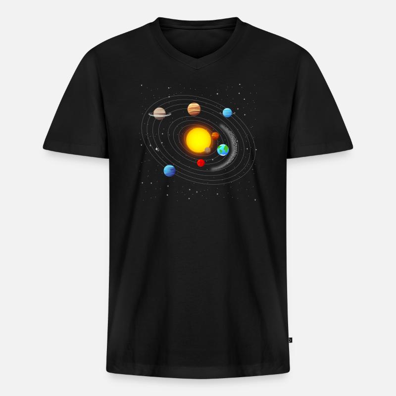 Sonnensystem - Männer Premium Bio T-Shirt mit V-Ausschnitt - Schwarz