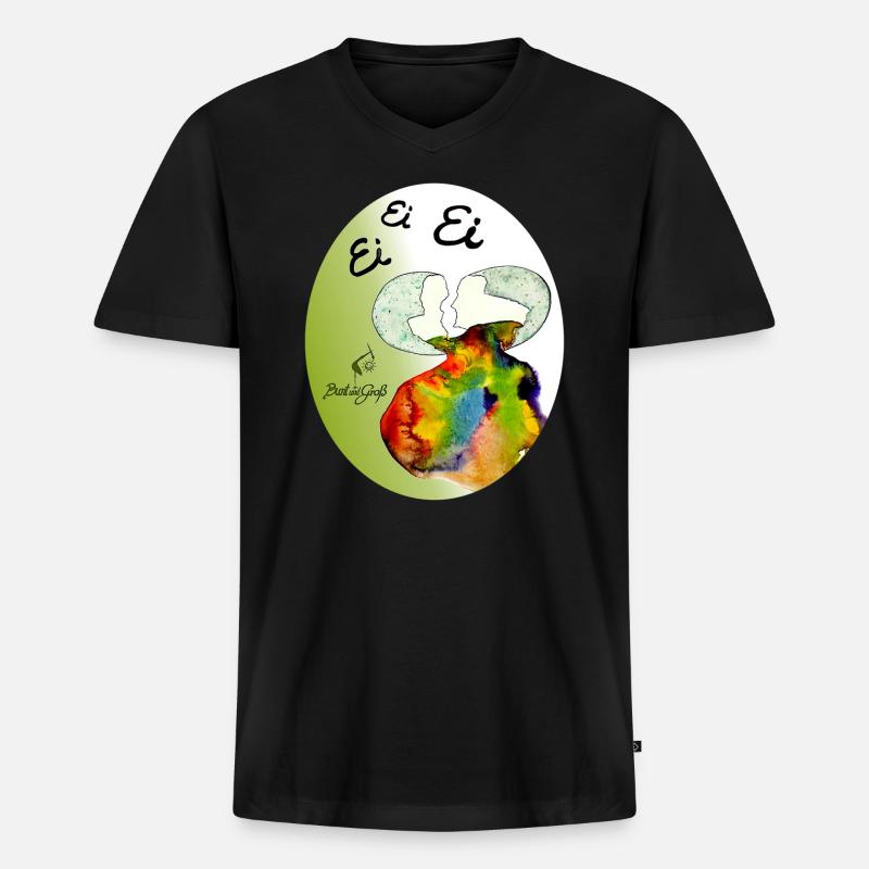 Ei Ei Ei Regenbogenei - Männer Premium Bio T-Shirt mit V-Ausschnitt - Schwarz