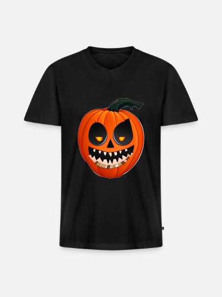 Halloween Pumpkin Lantern - Men's Premium Organic T-shirt with V-neck - black