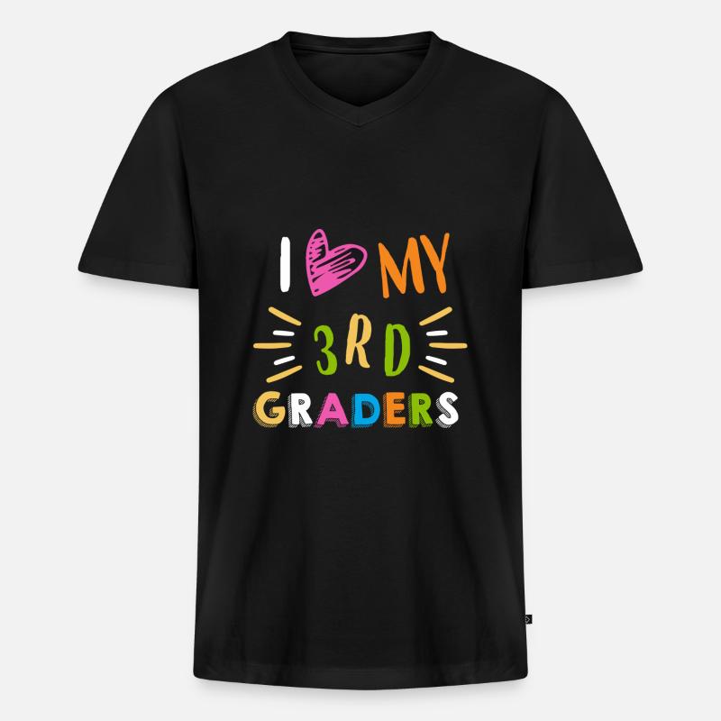 3. Klasse - Männer Premium Bio T-Shirt mit V-Ausschnitt - Schwarz