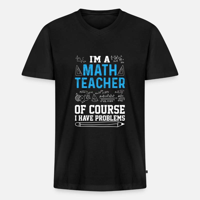 Mathelehrer - Männer Premium Bio T-Shirt mit V-Ausschnitt - Schwarz