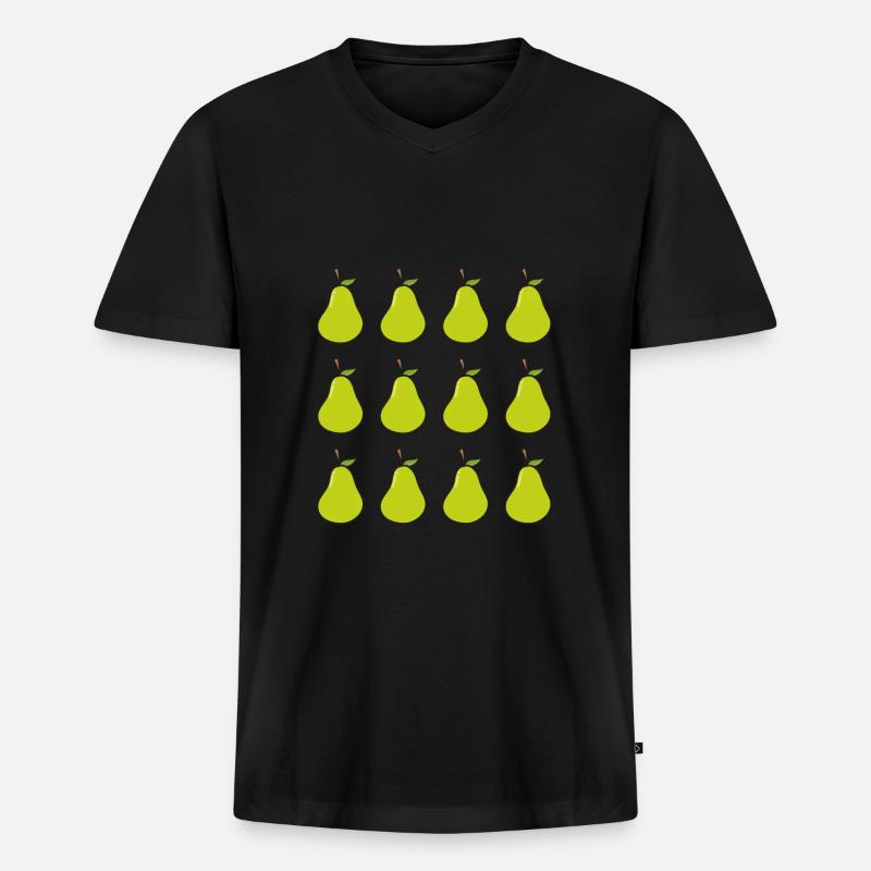 Birne Muster Obst - Männer Premium Bio T-Shirt mit V-Ausschnitt - Schwarz