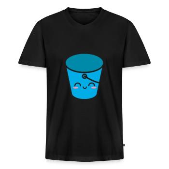 Mignon seau ménage - T-shirt encolure en V Premium bio Homme - noir - Devant - Nico (187cm)