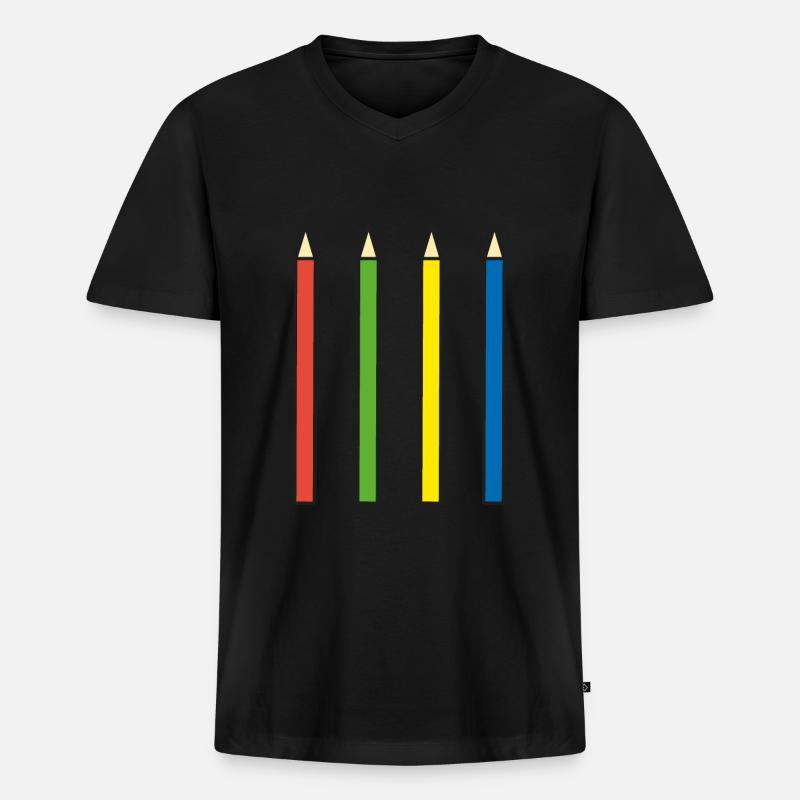 Stifte Bleistift Schreibwaren - Männer Premium Bio T-Shirt mit V-Ausschnitt - Schwarz