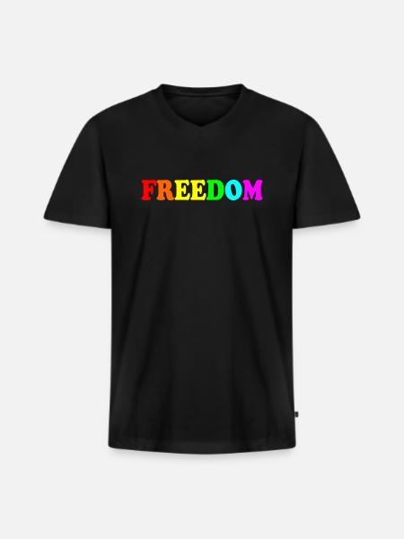 Freedom - Men's Premium Organic T-shirt with V-neck - black