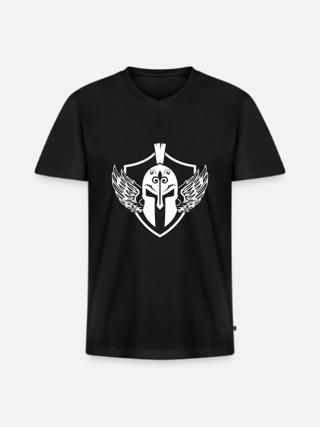sparta helm wappen - Männer Premium Bio T-Shirt mit V-Ausschnitt - Schwarz