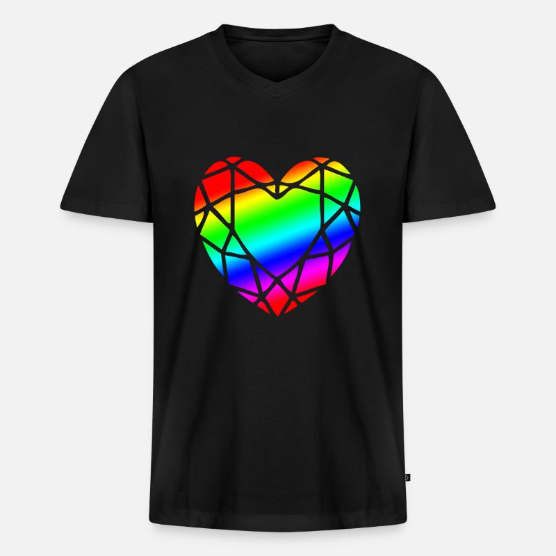 LGBTQ Pride Herz Diamantform - Männer Premium Bio T-Shirt mit V-Ausschnitt - Schwarz