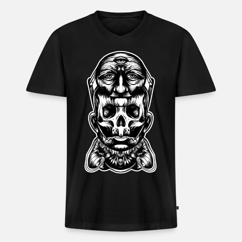 Gesichtshelm - Männer Premium Bio T-Shirt mit V-Ausschnitt - Schwarz
