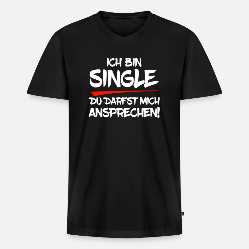 Ich bin Single - Männer Premium Bio T-Shirt mit V-Ausschnitt - Schwarz