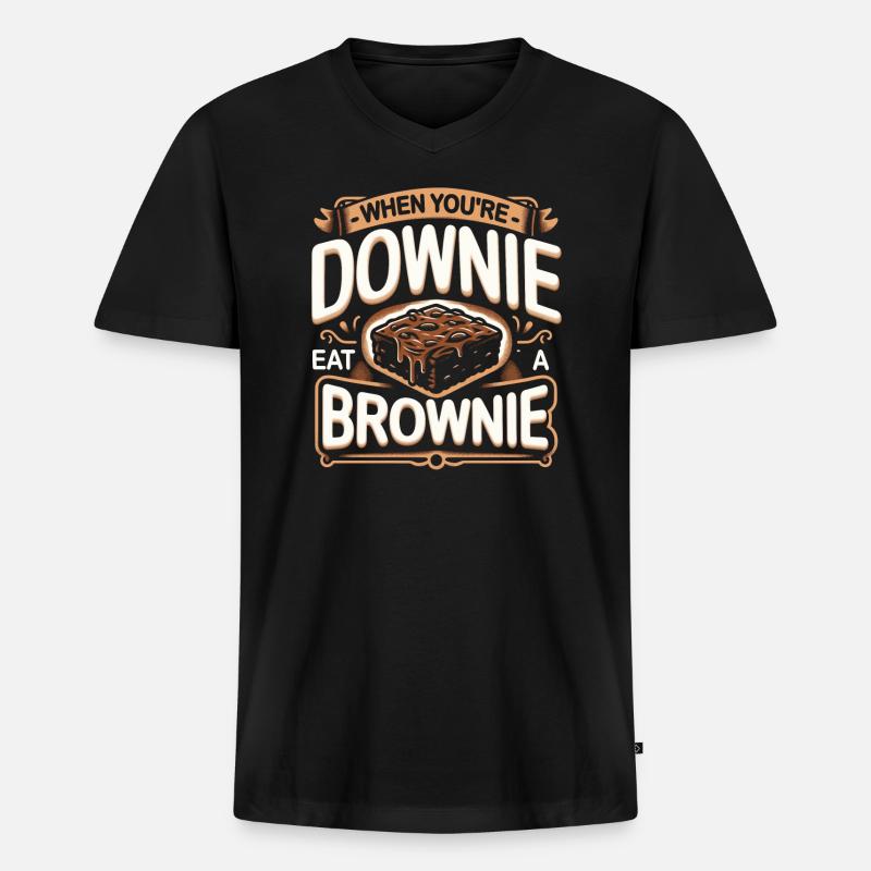 Brownie Spruch - Männer Premium Bio T-Shirt mit V-Ausschnitt - Schwarz