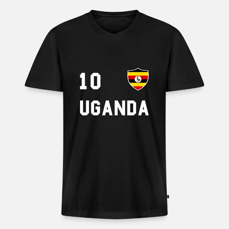 Uganda Flagge, Geschenk - Männer Premium Bio T-Shirt mit V-Ausschnitt - Schwarz