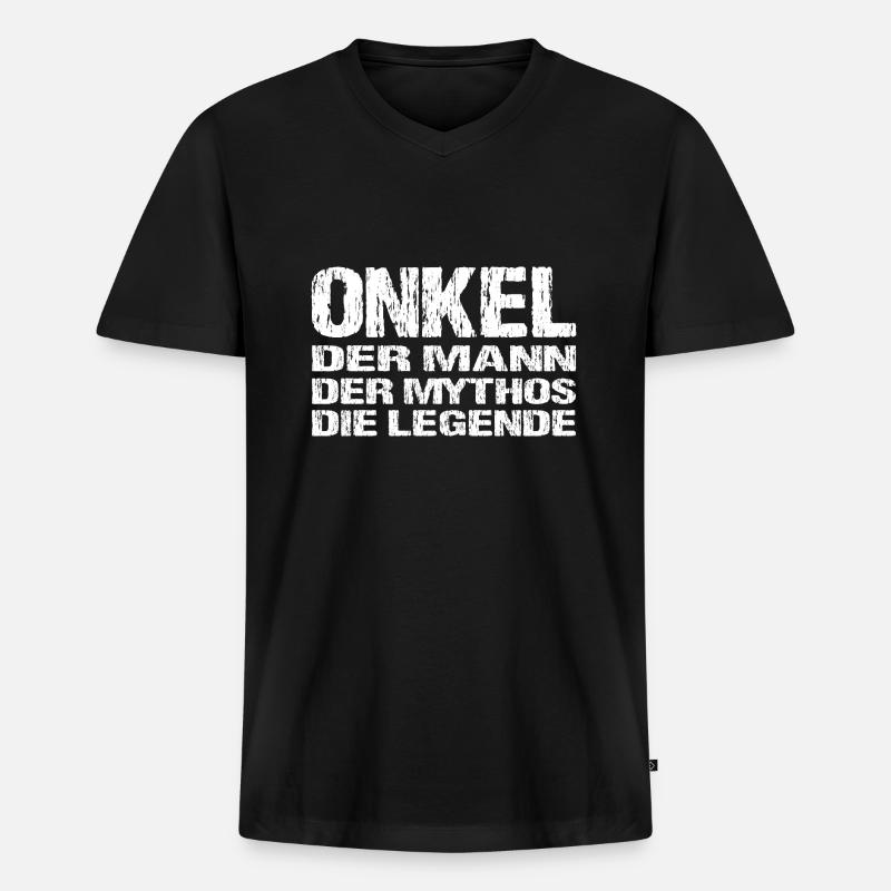 Onkel - Männer Premium Bio T-Shirt mit V-Ausschnitt - Schwarz