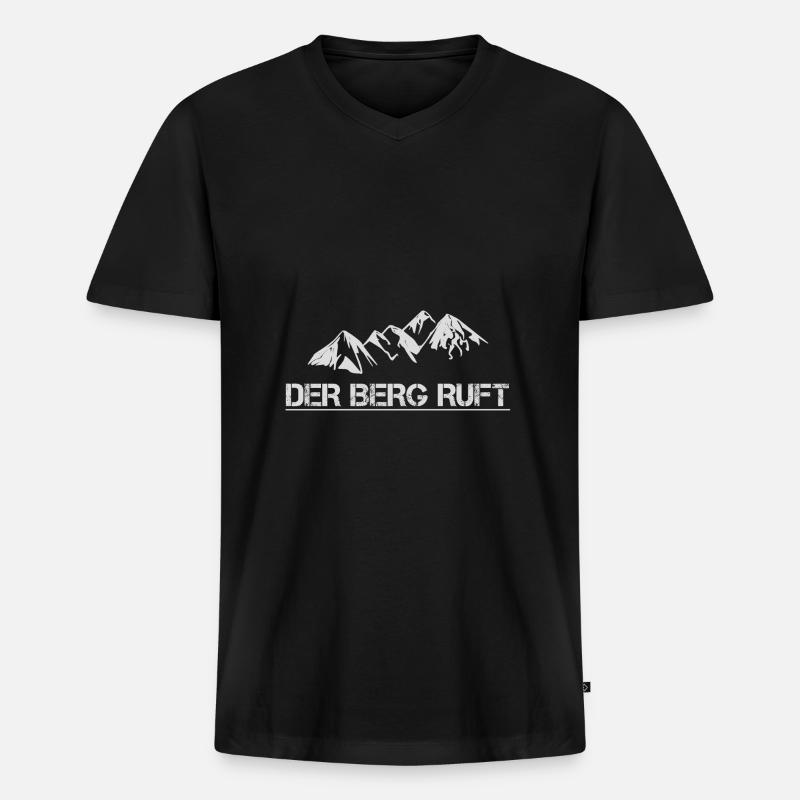 DER BERG RUFT - Männer Premium Bio T-Shirt mit V-Ausschnitt - Schwarz