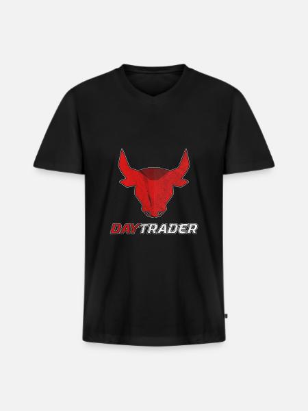 Daytrader - Bourse Bourse Bourse - T-shirt encolure en V Premium bio Homme - noir