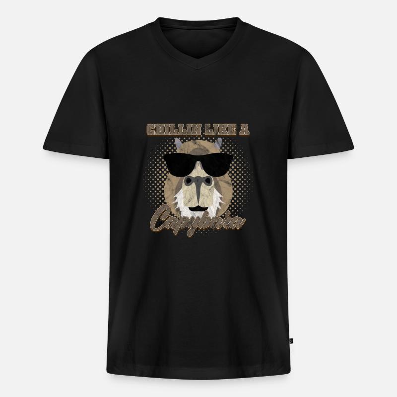 Chillin like a Capybara - Männer Premium Bio T-Shirt mit V-Ausschnitt - Schwarz
