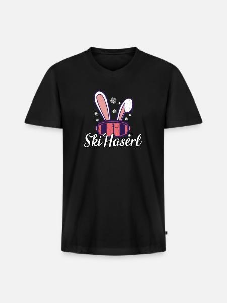 Ski Haserl - Männer Premium Bio T-Shirt mit V-Ausschnitt - Schwarz
