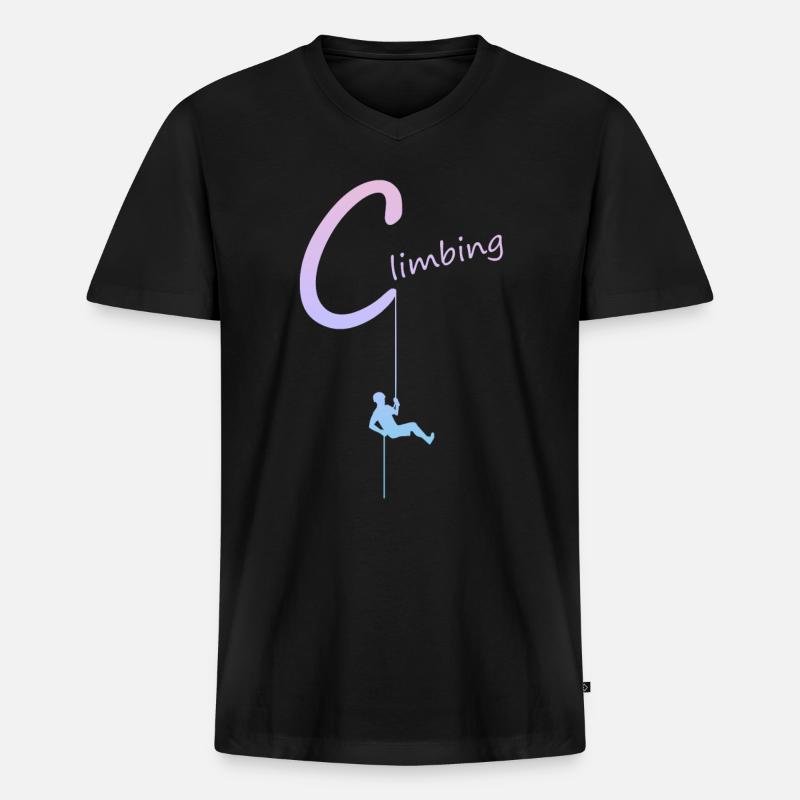 climbing, abseilen, klettern, kletterer - Männer Premium Bio T-Shirt mit V-Ausschnitt - Schwarz