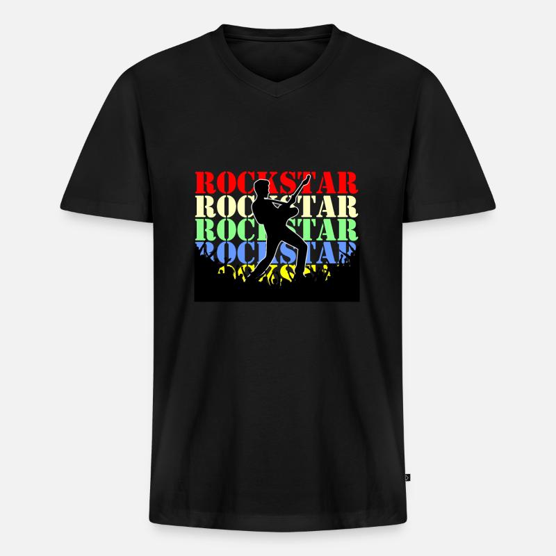 Rock Rocker - Männer Premium Bio T-Shirt mit V-Ausschnitt - Schwarz