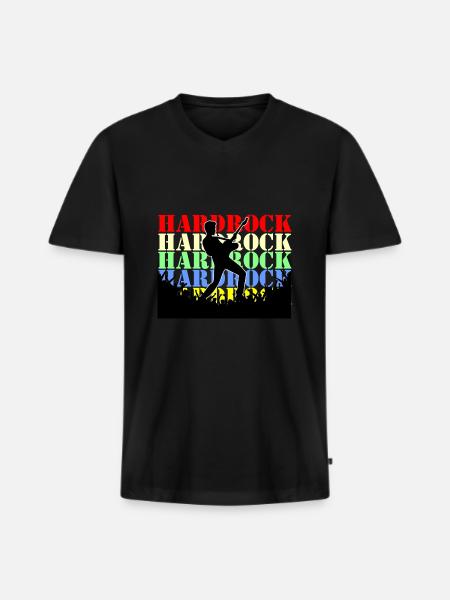 Hardrock Rock - Männer Premium Bio T-Shirt mit V-Ausschnitt - Schwarz