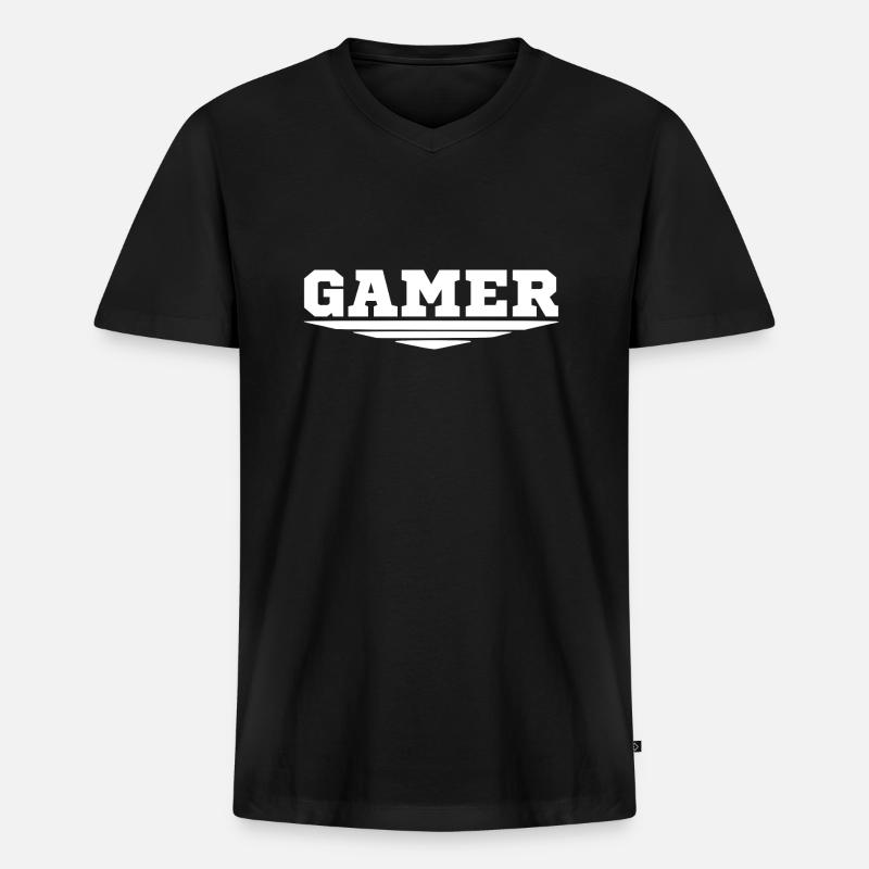 Gamer - Männer Premium Bio T-Shirt mit V-Ausschnitt - Schwarz