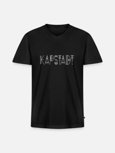 Cape Town lettering white - Men's Premium Organic T-shirt with V-neck - black