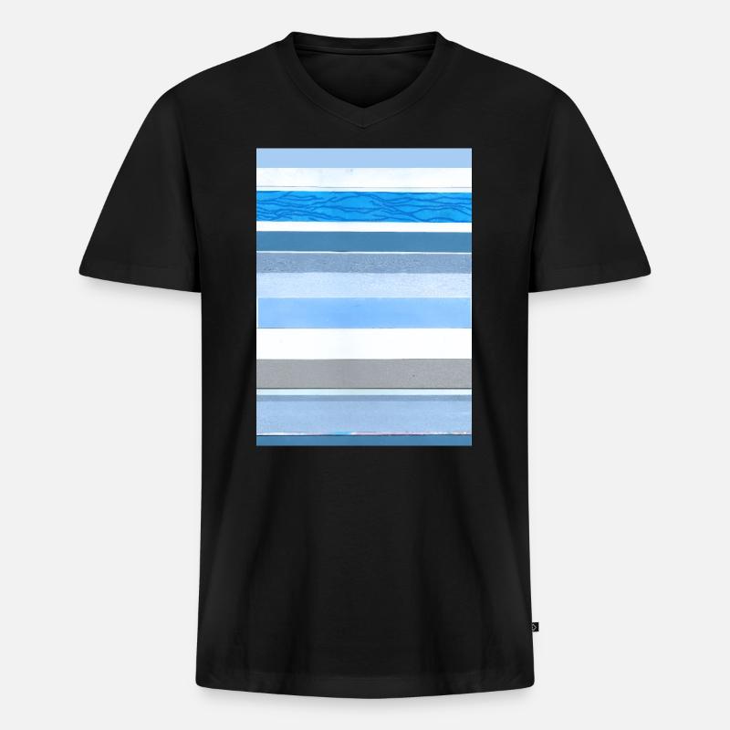 Streifen blau weiß - Männer Premium Bio T-Shirt mit V-Ausschnitt - Schwarz