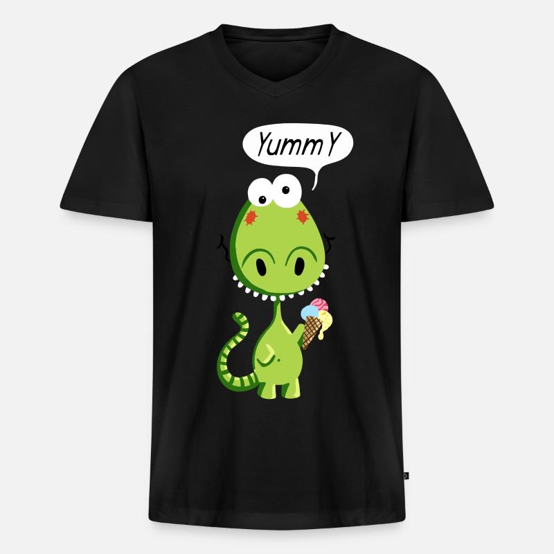 Yummy Drache - Männer Premium Bio T-Shirt mit V-Ausschnitt - Schwarz
