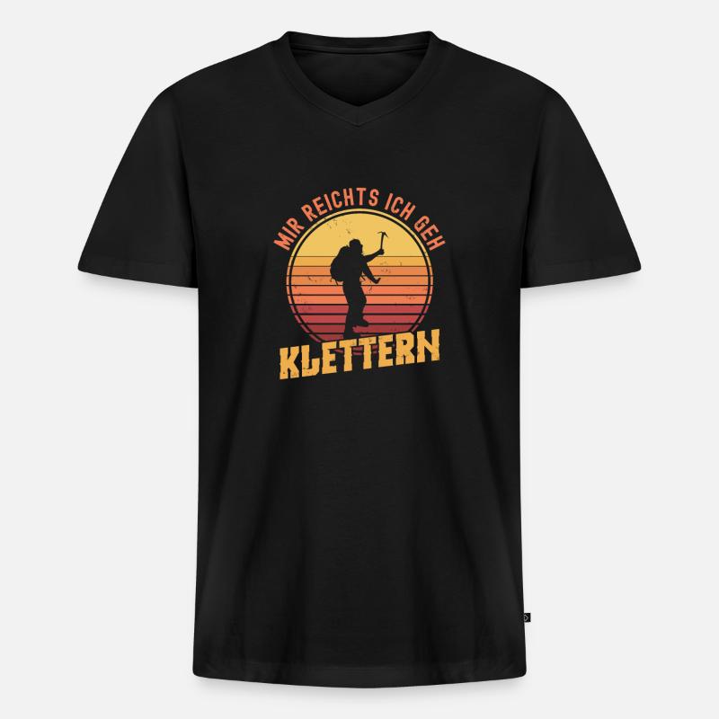 Klettern - Männer Premium Bio T-Shirt mit V-Ausschnitt - Schwarz