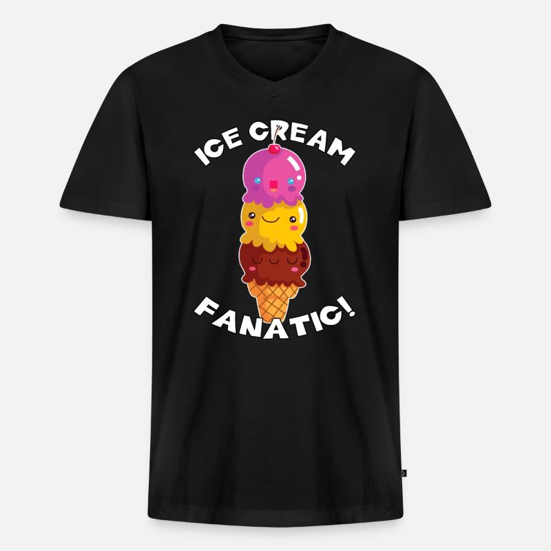 Eiscreme-Fanatiker! - Männer Premium Bio T-Shirt mit V-Ausschnitt - Schwarz
