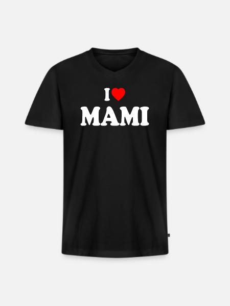 I love mami - Men's Premium Organic T-shirt with V-neck - black