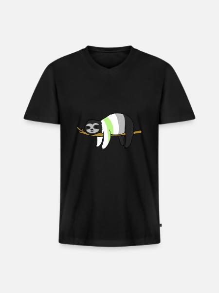 Agender Sloth Agender Pride - Men's Premium Organic T-shirt with V-neck - black
