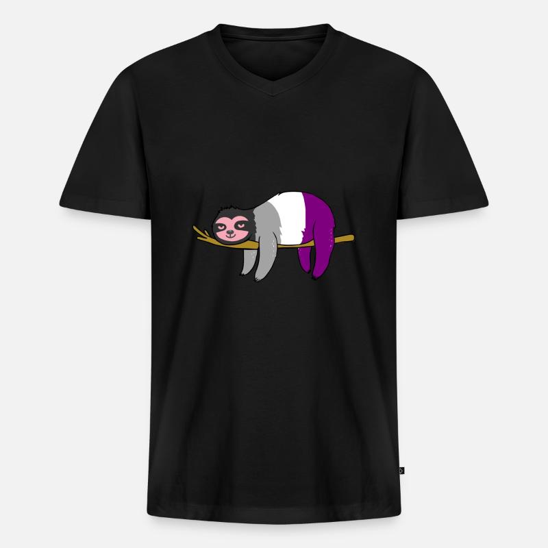 Faultier Ace Pride - Männer Premium Bio T-Shirt mit V-Ausschnitt - Schwarz