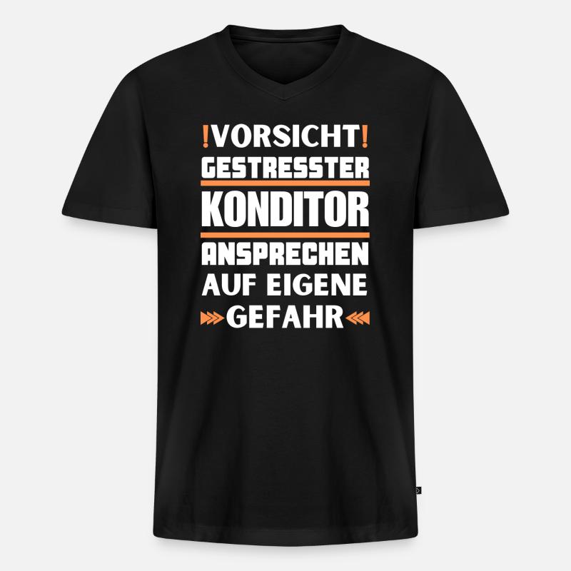 Gestresster Konditor nicht ansprechen! - Männer Premium Bio T-Shirt mit V-Ausschnitt - Schwarz