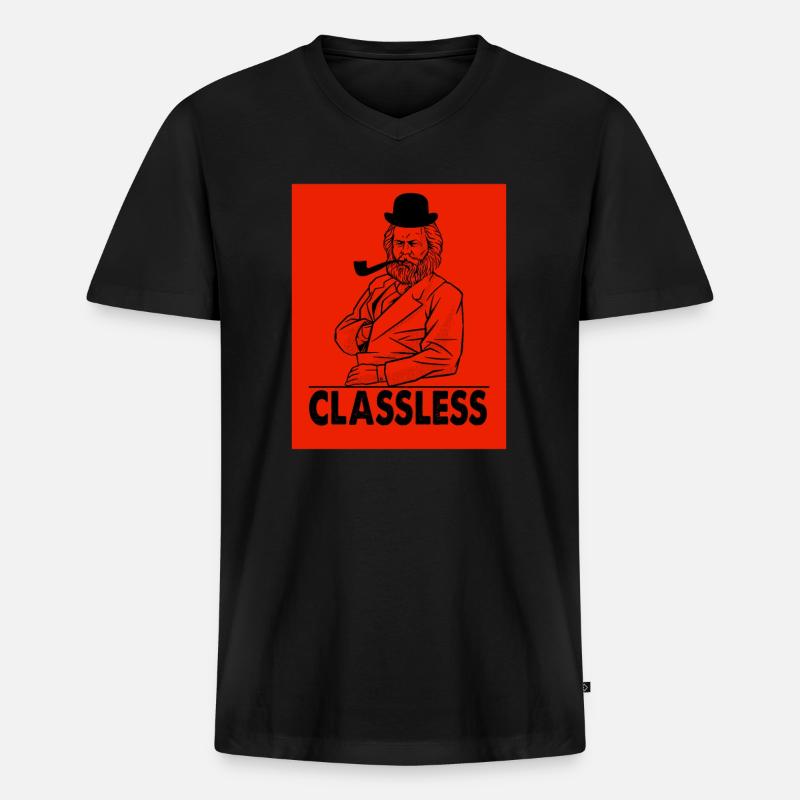 Karl Marx Classless - Männer Premium Bio T-Shirt mit V-Ausschnitt - Schwarz
