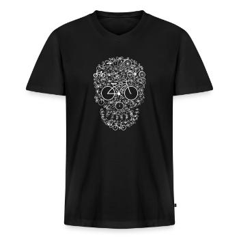 Bicycle Skull - Männer Premium Bio T-Shirt mit V-Ausschnitt - Schwarz - Vorne - Nico (187cm)